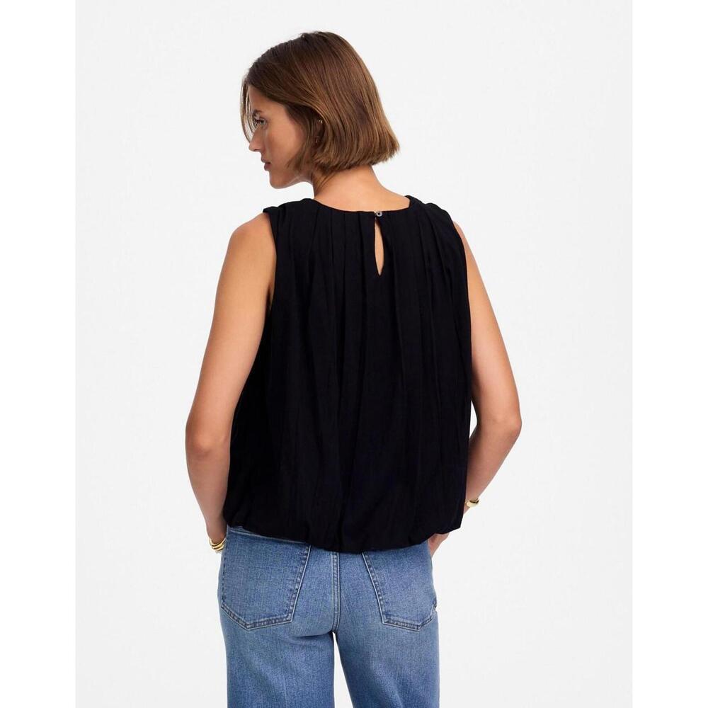 Madewell Black Pleated Sleeveless Tank Top - Picture 3 of 6